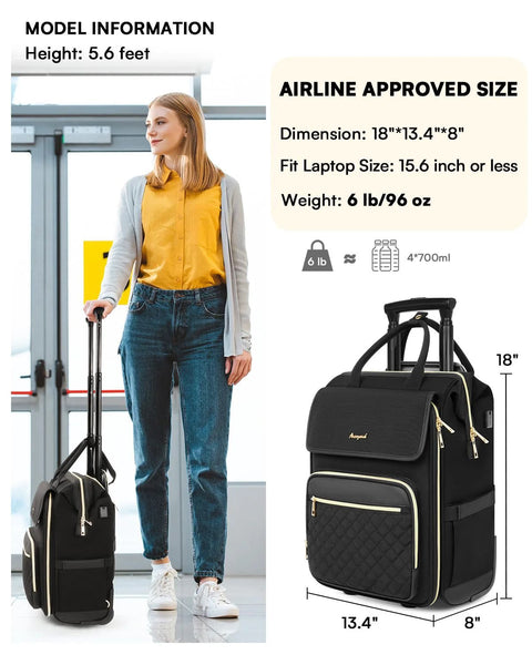 Rolling Wheeled Backpack For Women Arcoyard 2 In 1 ✓