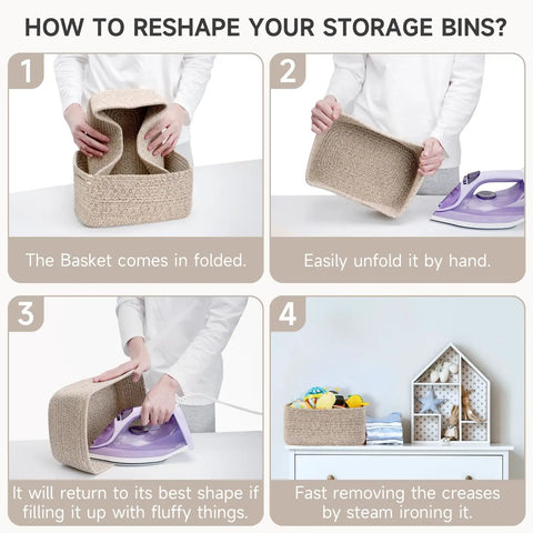 3 Pack Small Woven Rope Storage Baskets Mixed Brown, Compact Organizer For Closet Nursery, Durable Cord Basket To Stash Toys Diapers And Clothes, Legit Game Changer For Tidy Rooms