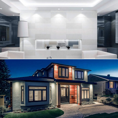 Modern interior and exterior lighting with Four Pack LED PAR30 Flood Light Bulbs 75W Equivalent 5000K Bright White.