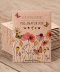 Bentley Pollinator Mix Ready-To-Sow Wildflower Seeds Packets For Butterfly Gardens, front view showing floral design