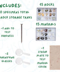 STEM Rock And Mineral Kit For Kids With 30 Real Geology Specimens Hands On Viewer Identification Tools And Testing Tools Geology Set For Young Geologists Ages 8 And Up, 2 trays