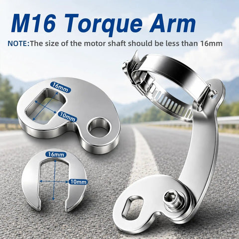 Two Pack Universal M16 Torque Arm Conversion Kit For E Bike Hub Motor Installations Front Or Rear Heavy Duty Bike Maintenance Tool For Adult Electric Bicycles Includes 86mm Arm 16x10mm Clamp Openings 3mm Arm Thickness, stainless steel