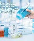 Wide Mouth Plastic Bottles With Airtight Lids Set 8.8oz 260ml Leak Proof Transparent PP Containers For Lab Or Home Use, shown with screw cap and graduated markings