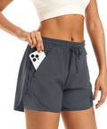 2 In 1 Women's Running Shorts With Built In Mesh Liner And Zip Pockets Double Layer Athletic Workout Shorts For Gym Or On The Run Deep Grey Size M