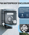 Heavy Duty One Gang Outdoor Electrical Outlet Box Featuring IP66 Weatherproof In Use Cover, lockable with water droplets.
