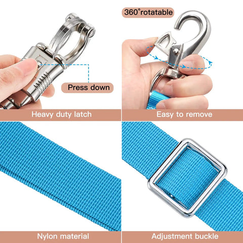Heavy Duty Nylon Horse Cross Ties With Panic Snap And Bull Snap Built Tough Adjustable 45.2 To 78.7 Inches Durable Trailer Tie