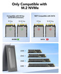 Diagram showing compatibility of Snappy M.2 NVMe SSD Enclosure With USB 3.2 Gen 2 10Gbps Tool Free Portable External Reader with M B M keys.