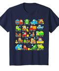 Farm Tractor Tee With Cute Agricultural Machines And A Mighty Combine Harvester Design Lightweight Blue Boys Tee Shirt For Lil Farmers Durable Classic Fit Realistic Vehicle Print For Playful Daily Wear