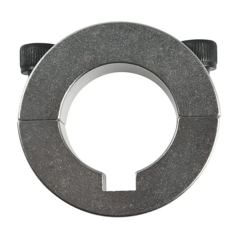 Front view of 4 Pack 1 Inch Lock Collar Clamps For Go Kart Axles Aluminum Sprocket Hub Locks With Socket Head Cap Screws And One Quarter Inch Keyway Slot Durable Aluminum Construction For Lasting Use Perfect For Go Kart Racing And Maintenance
