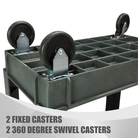Heavy Duty Two Shelf Rolling Utility Cart With Smooth Rollin Casters And Straight Up Tough Frame For Massive Storage Loads Around Commercial Garage Or Workshop Indoor Outdoor Rust Proof Setup