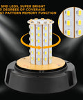 Close-up of 60 LED light assembly for Two Pack 60 LED Amber Warning Beacon Lights with Magnetic Base and 16 Foot Cord