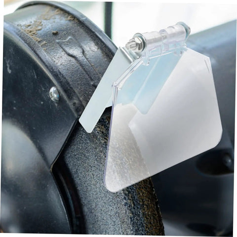 One Pair Bench Dust Guard Plates With Transparent Eye Shield Kit on a grinding machine for safety protection
