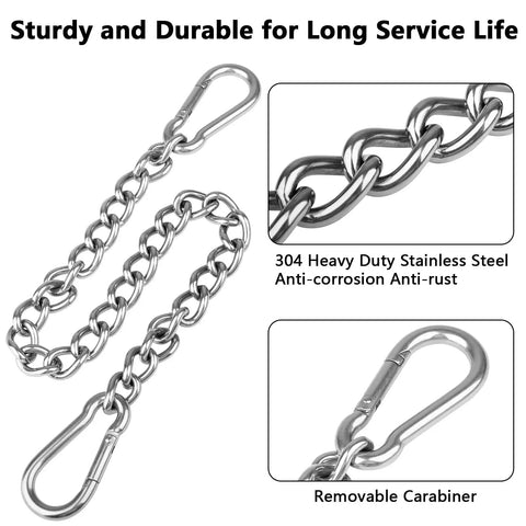 Sturdy Stainless Steel Hammock Chains With Four Carabiners For Indoor Outdoor Use Heavy Duty Hanging Hardware Supports Up To 1500 Lb