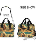 Desert Cowboy Insulated Lunch Cooler Bag 10L Leakproof Portable Lunch Box with detailed size dimensions and desert cowboy print