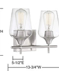 Dope Octave Bohemian Clear Glass Vanity Wall Light Two Light Bath Fixture In Warm Brass 120 Total Watts 10 Inch Height 14 Inch Width LED CFL And Incandescent Compatible Two 60W E26 Base Bulbs Not Included Up Or Down Mount