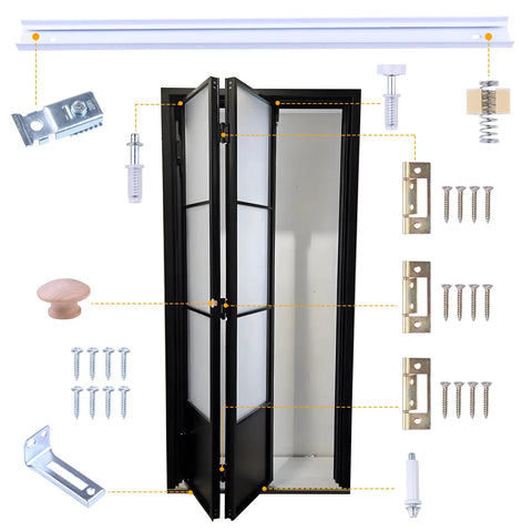 36 Inch Bifold Door Hardware Kit With One Piece Track Includes Tools For Quick Closet Door Repair And Replacement Heavy Duty