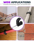 Black Half Clamp J Hook Nail Assortment Kit, 50 Pcs, securing PEX tubing and cables in various installation scenarios.