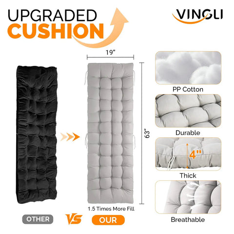 Zero Gravity Lounge Chair With Removable Thick Cushion And Tray, cushion comparison showing durability and breathability