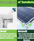 Image showing No Drill Solar Panel Mounting Brackets Kit For RV Roofs Boats Caravans And Campervans, with adhesive and screw methods.