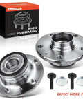 Two Piece Rear Wheel Bearing And Hub Assembly Set For Audi And Volkswagen Vehicles 2005 To 2022 shown with packaging.