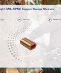 Beefy Copper Swage Sleeves And Ferrule Clips For One Sixteenth Inch Wire Rope Oval Duplex Crimping Loop Fittings Pack Of 300 Built For Hand Or Machine Swaging, copper sleeve