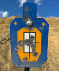 AR500 Steel Target With T Post Hanger One Half Inch Thick Torso Silhouette For Backyard And Range Target Practice, close-up view