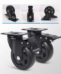 Heavy duty swivel caster wheels with dual locking brakes, 4-inch polyurethane, perfect for carts and workbenches, set of 4.