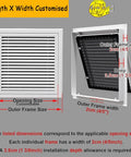 Top Shelf 22X26 Inch White Wall And Ceiling Return Air Vent Cover Slick Airflow Design showing dimensions for HVAC access.