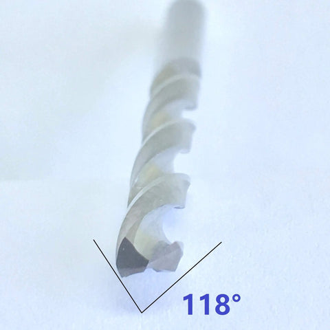 Close view of Two Pack Solid Carbide Drill Bits For Hardened Steel With K20 Tungsten Carbide Jobber Length 118 Degree Four Facet Point