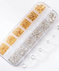 One Stop Jewelry Making Kit With Open Jump Rings And Lobster Clasps Pliers Tweezers And Ring Opener For Necklace Repair And DIY Crafting 1200 Piece Silver And Gold Component Set organizer