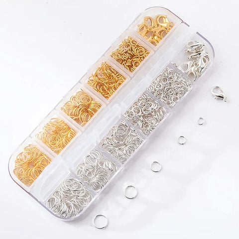 One Stop Jewelry Making Kit With Open Jump Rings And Lobster Clasps Pliers Tweezers And Ring Opener For Necklace Repair And DIY Crafting 1200 Piece Silver And Gold Component Set organizer