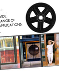 A Pair Of Heavy Duty Replacement Pulley Wheels For Sliding Barn Doors And Metal Gates Built For Roll Like Butter Performance With Sealed Bearings And Zero Hassle Everyday Reliability, black wheel design.
