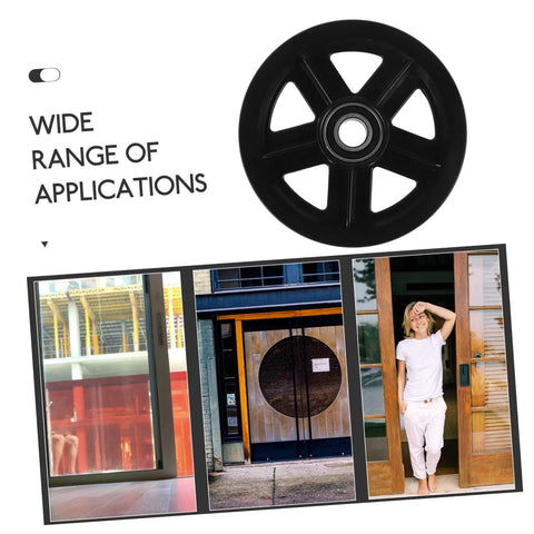 A Pair Of Heavy Duty Replacement Pulley Wheels For Sliding Barn Doors And Metal Gates Built For Roll Like Butter Performance With Sealed Bearings And Zero Hassle Everyday Reliability, black wheel design.