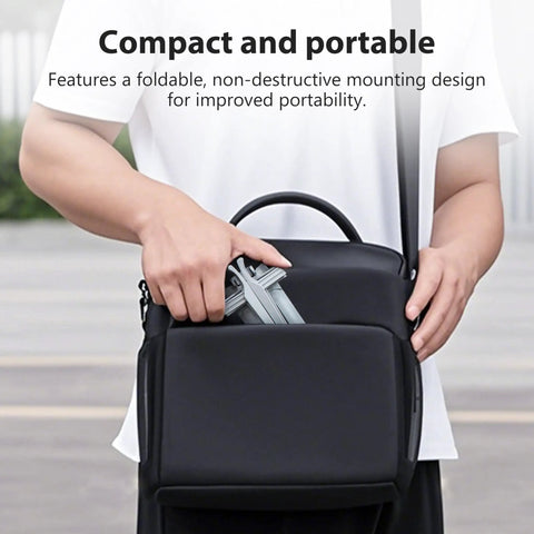 Person placing Landing Gear For DJI Air 3 And Air 3S, Foldable Extended Quick Release Drone Protector into a bag