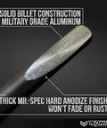 Close-up of 4-inch truck antenna tip showing military-grade aluminum construction and finish