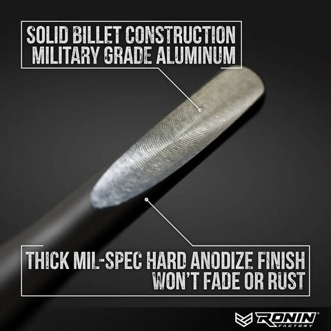 Close-up of 4-inch truck antenna tip showing military-grade aluminum construction and finish