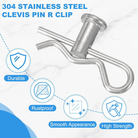 R Clip Clevis Pin Set M8x75mm With R Shaped Cotter Pin Single Hole Clevis Durable 304 Stainless Steel Ideal For Automotive Cars Trucks Lawn Mowers And More 6 Pack Silver, 304 stainless steel clevis pin and R clip