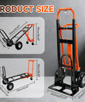 4 In 1 Convertible Hand Truck Heavy Duty Alloy Steel Folding Dolly Cart showcasing dimensions and different configurations.