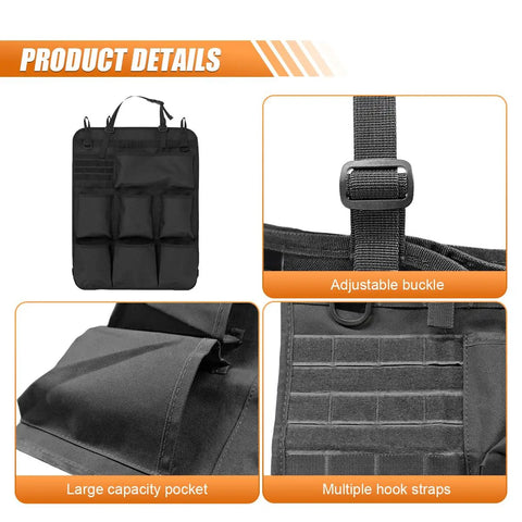 Backseat Organizer With 8 Pockets Waterproof Oxford Car Seat Back Protector Hanging Behind Seat Storage Bag details view