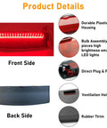 Center High Mount Stop Lamp Assembly for Audi A4 A4 Quattro 2009-2015 and S4 2010-2015 with 18 red lamp bulbs, front and back views