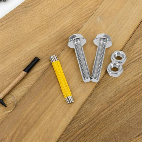 Beefy Heavy Duty Stainless Steel Hex Socket Cap Screws And Nut Set M6x30 Flat Head Bolts With Washers on wooden surface
