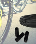 5mm 50ft lined bicycle brake cable housing with 30 end caps black for smooth braking beside bike wheel and bright shoe