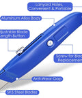 12 Pcs Retractable Professional Box Cutters Heavy Duty Aluminum Alloy Utility Knife Set With Three Color Options Blue Red Magenta For Warehouse Office Home DIY Projects blue cutter with SK5 steel blade and aluminum alloy body