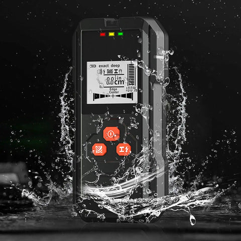 Straight Up Digital Stud Finder With Bright LCD Display For Precise Wood And Metal Wall Scan Plus AC Wire Voltage Locator in water.