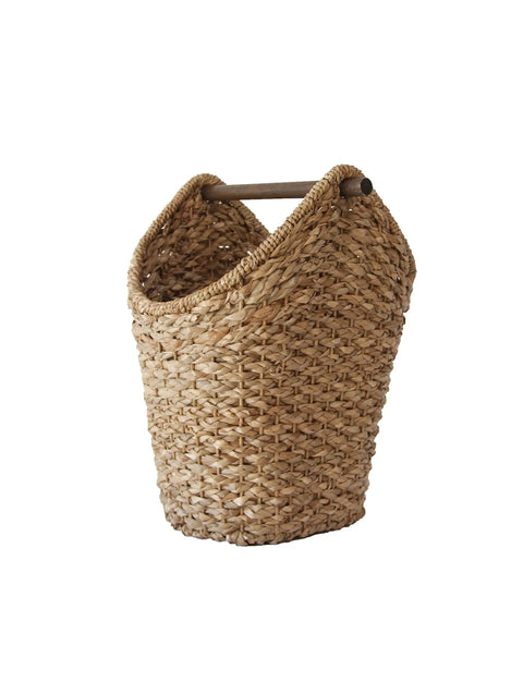Bankuan Braided Oval Toilet Paper Basket With Wood Bar, decorative wicker holder, 13L x 10.5W x 16H, natural color