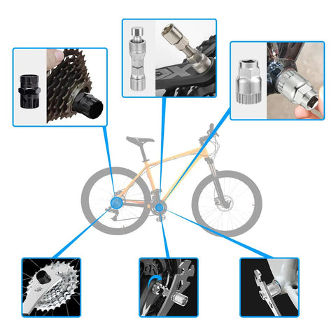 3 Piece Bicycle Removal Tools Set For Freewheel And Cassette Removal, Crank Puller, Bottom Bracket Tool, Bike Maintenance Kit