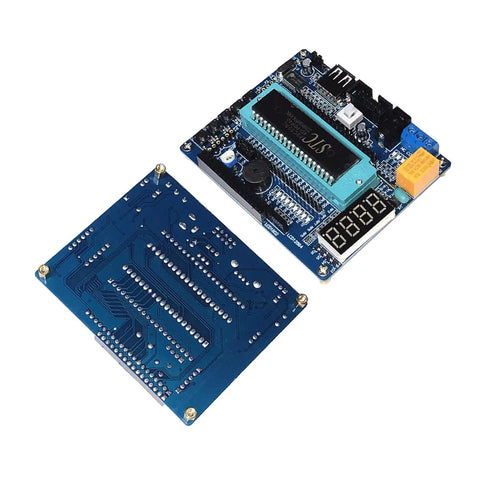 51 MCU No Frills Hands On Learning Kit Development Board with LCD1602, buzzer, and exposed wiring layout