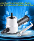 Double Head Sheet Metal Cutter Drill Attachment Nibbler with wrench for steel, aluminum, copper, stainless cutting.