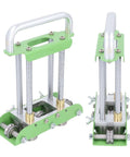 2 Station Roller Bender For 0 To 90 Degree Bends No Sweat Easy To Use Portable Manual Roof Sheet Metal Bender Heavy Duty Folding Tool For Half Inch To Five Inch Heights Works On Steel Aluminum Copper Roofing Materials, green metal bender front and side view