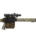 Hard Hitting Brass Catcher With Picatinny Mount And Heat Resistant Mesh For Rifles, Holds 100 Pieces Of .223 Brass attached to rifle
